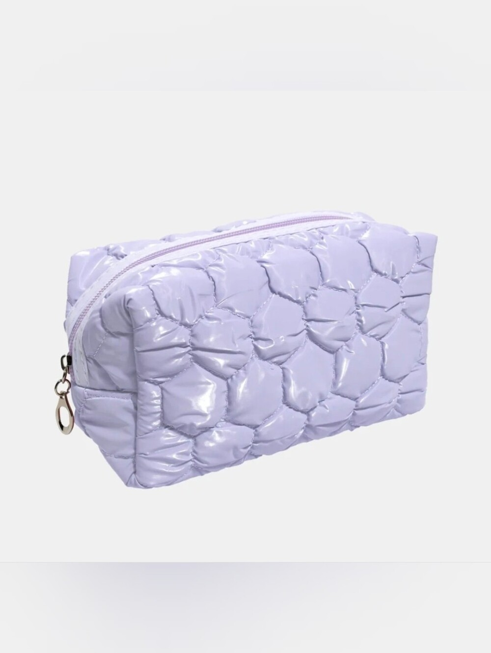 Puffy Bubble-Textured Quilted Makeup Bag In Lilac NWT